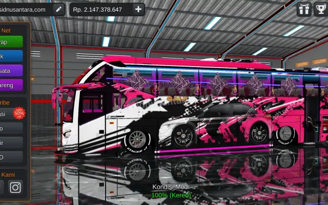 Livery Bussid SR2 Racing Pink SHD