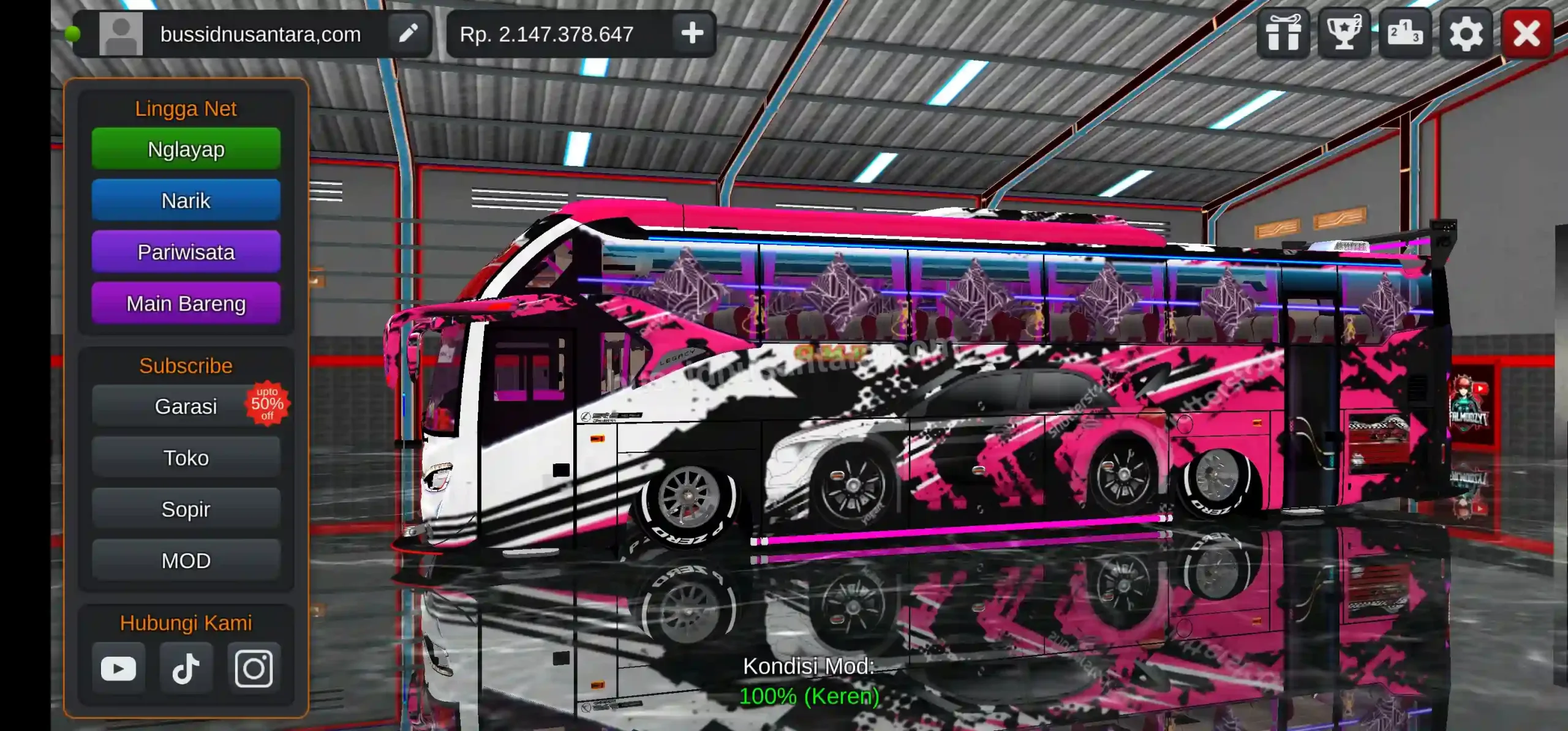Livery Bussid SR2 Racing Pink SHD