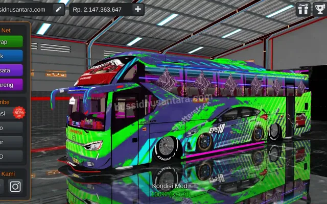 Livery Bussid SR2 Racing Hijau EPS10 SHD
