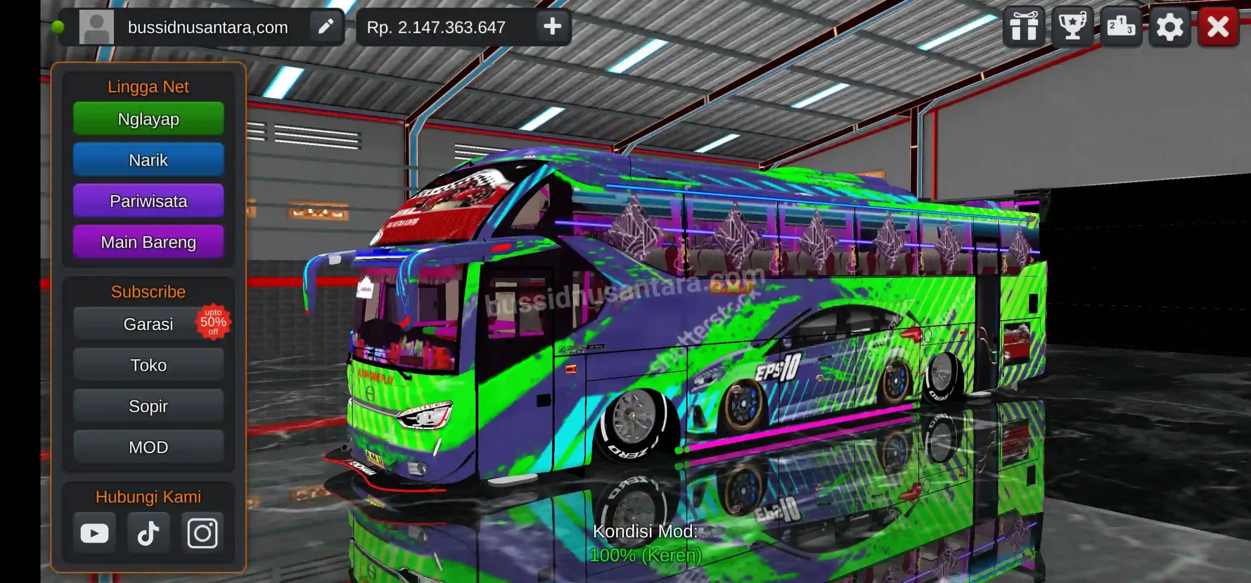 Livery Bussid SR2 Racing Hijau EPS10 SHD