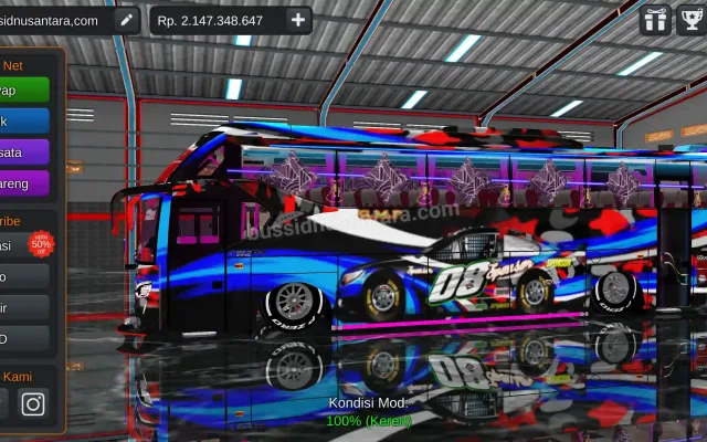 Livery Bussid SR2 Racing Merah Biru 08 SHD